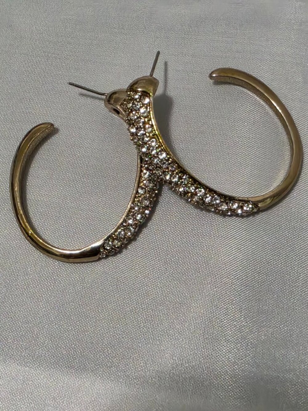 Gold Tone Pavé Crystal Hoop Earrings · Half-Pavé Open Hoops · Sparkle Statement